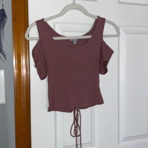 Lace up back cropped top